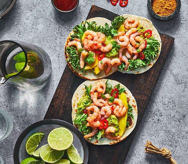Norwegian prawn tacos