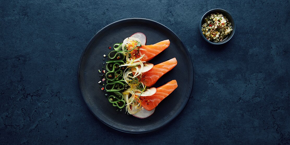 Baked Norwegian salmon with apple vinaigrette