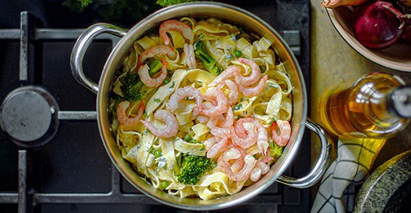 Prawns and pasta